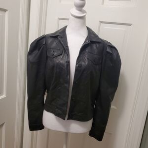 Express Jacket Women XS Faux Leather Black Jean Jacket, Moto Style